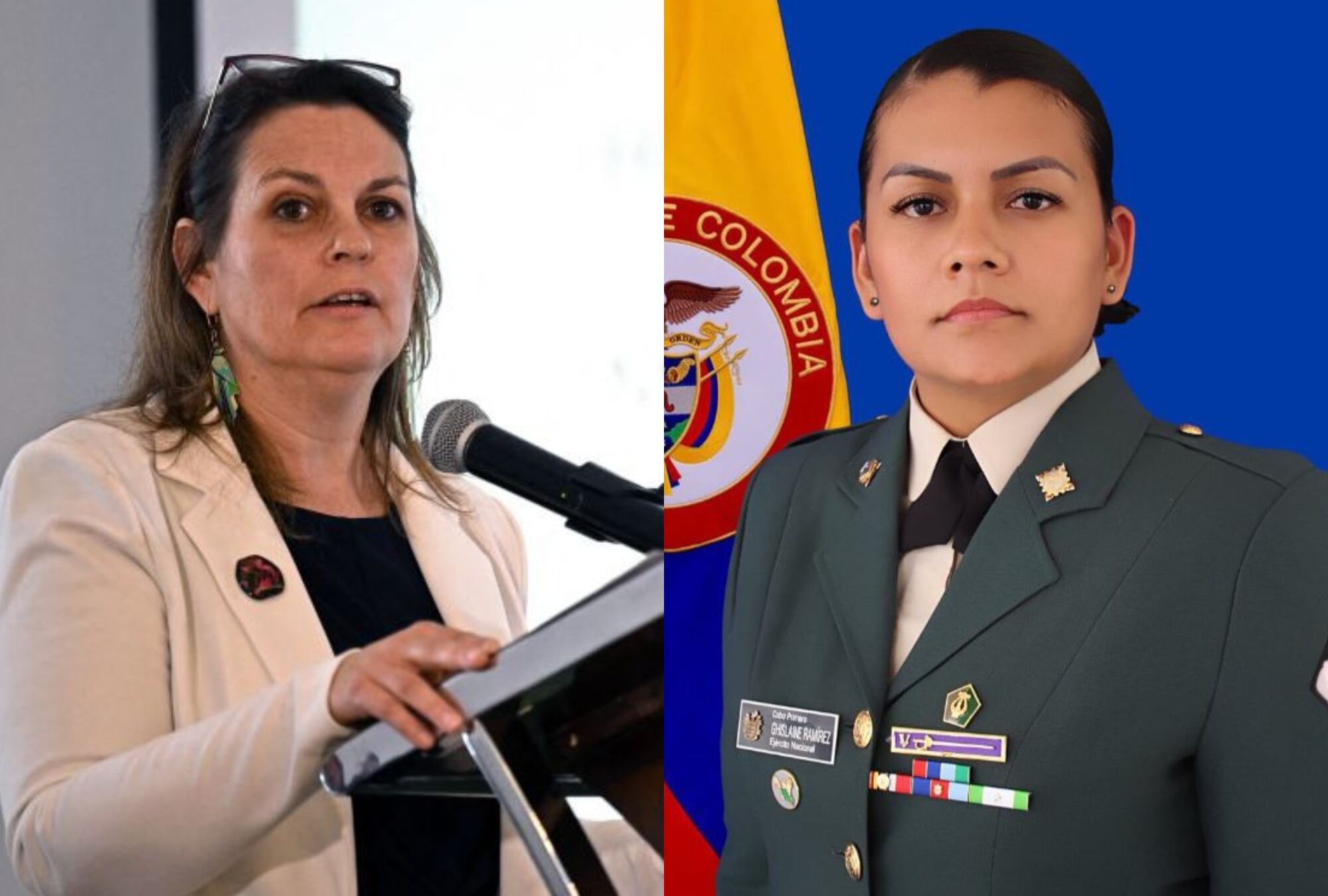 Juliette de Rivero y sargento Ghislaine Karina Ramírez. Fotos: Suministradas.
