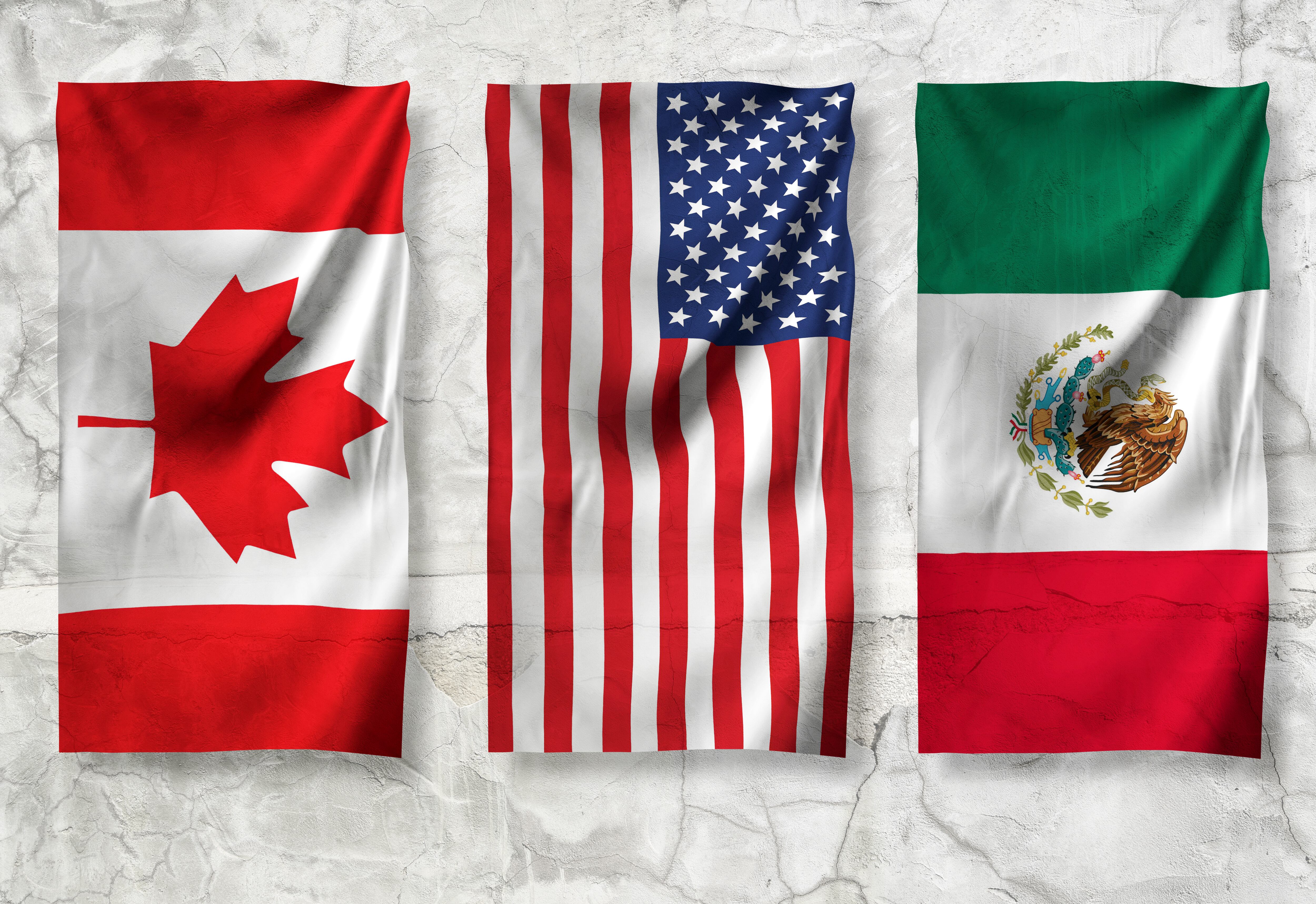 Bandera de Canadá, Estados Unidos y México. Imagen de referencia: Getty Images