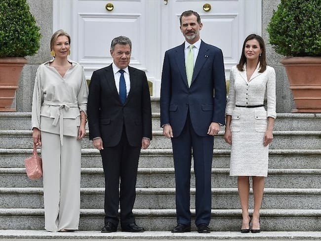 Ayer lunes 14 de mayo, el presidente Juan Manuel Santos y su esposa Maria Clemencia se despidieron de España y de su gira por Europa. Foto: Colprensa