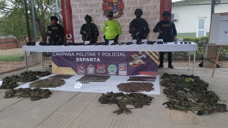 Autoridades ubican arsenal de guerra de ‘Los Pelusos’ en Norte de Santander . Foto: Policía Nacional
