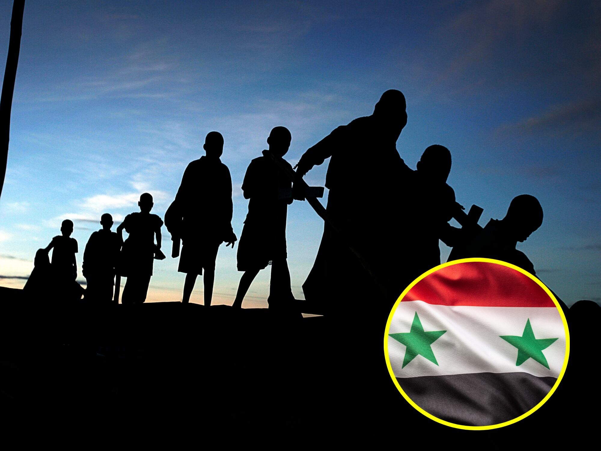 Migración y bandera de Siria. I Foto: Getty Images.
