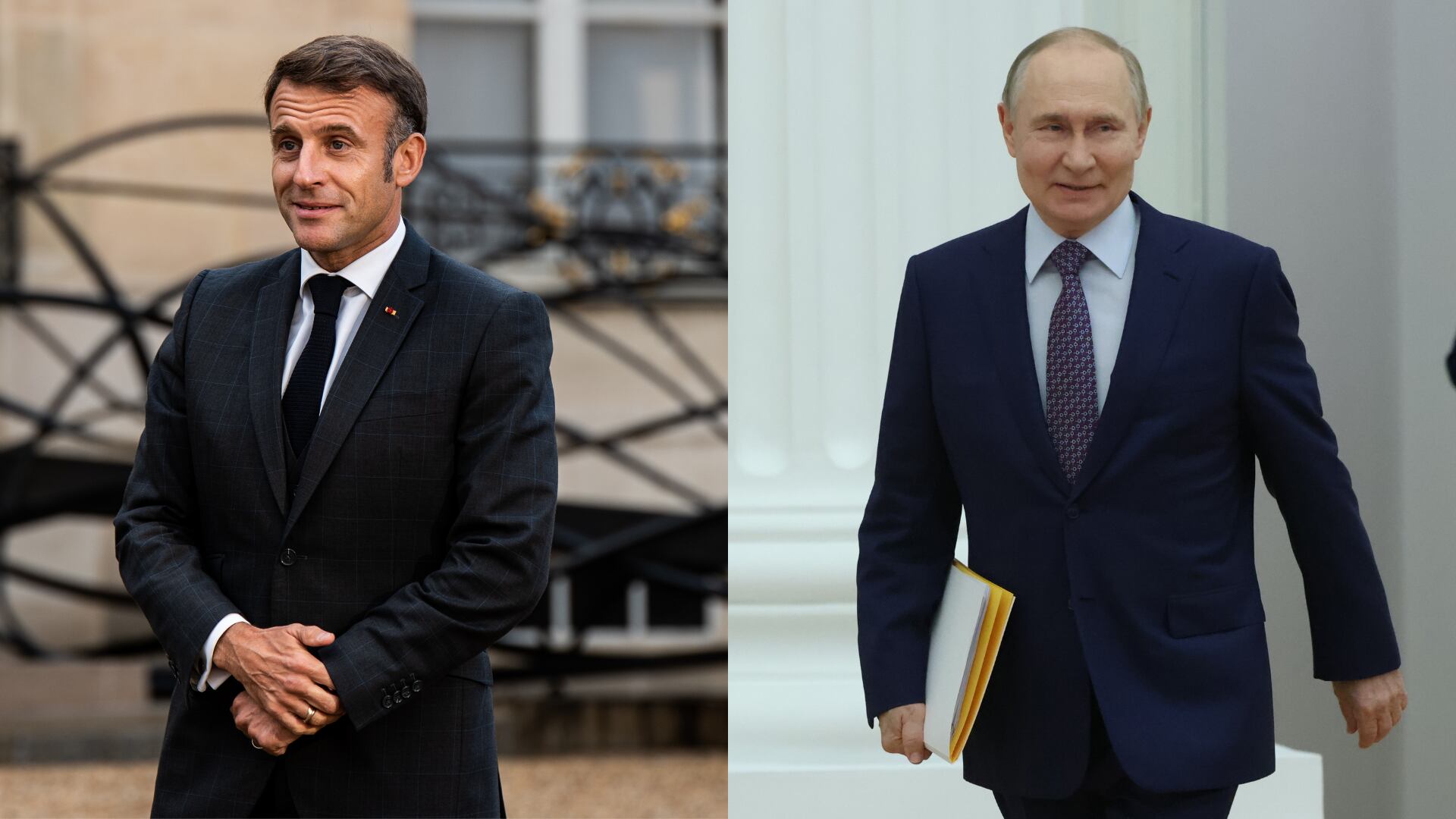 Vladímir Putin. Foto:  Contributor/Getty Images - Emmanuel Macron. Foto:  Andrea Savorani Neri/NurPhoto via Getty Images.