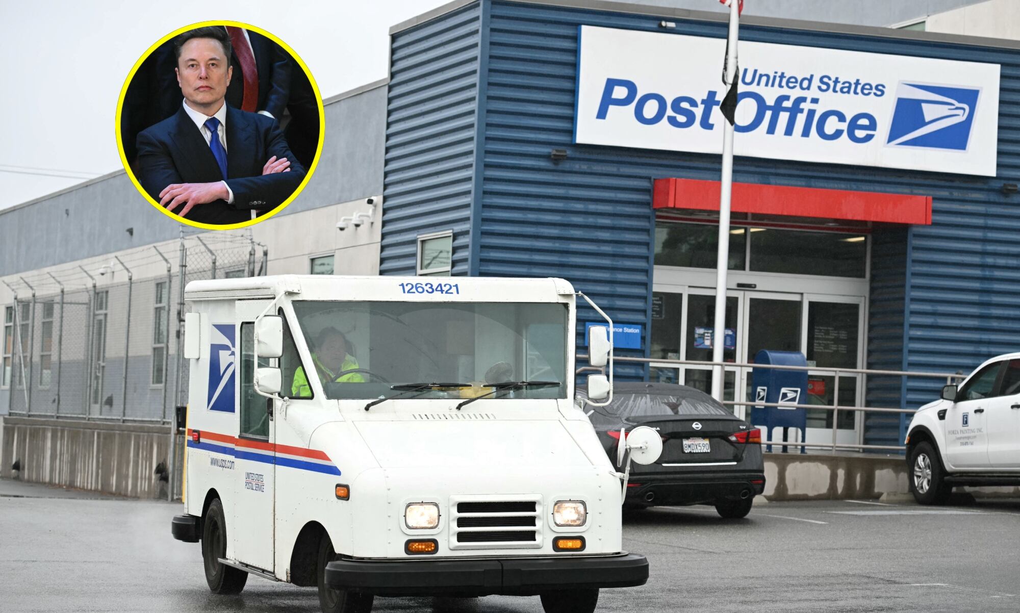 Servicio de correos y Elon Musk. Foto: ATRICK T. FALLON/AFP via Getty Images.