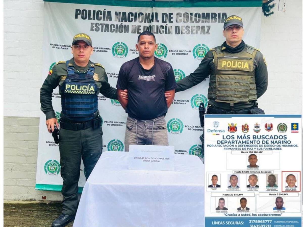 Capturan en Cali a alias ‘Cristian’, disidente vinculado al asesinato de líderes sociales