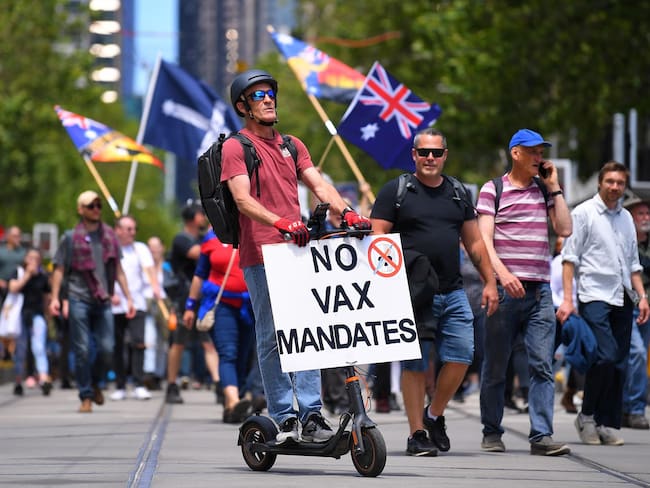 Manifestaciones en Australia contra las nuevas medidas por Covid-19. Créditos: Agencia EFE