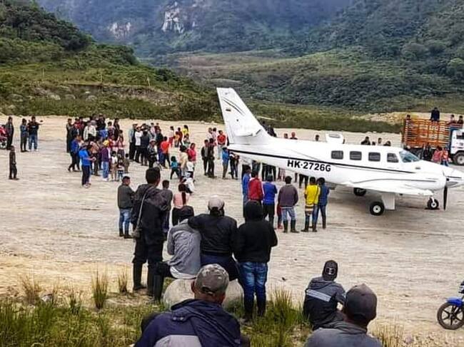 El aeródromo se creó con fines turísticos para potenciar la llegada de visitantes al oriente de la región caucana. Crédito: Red de Apoyo Cauca.