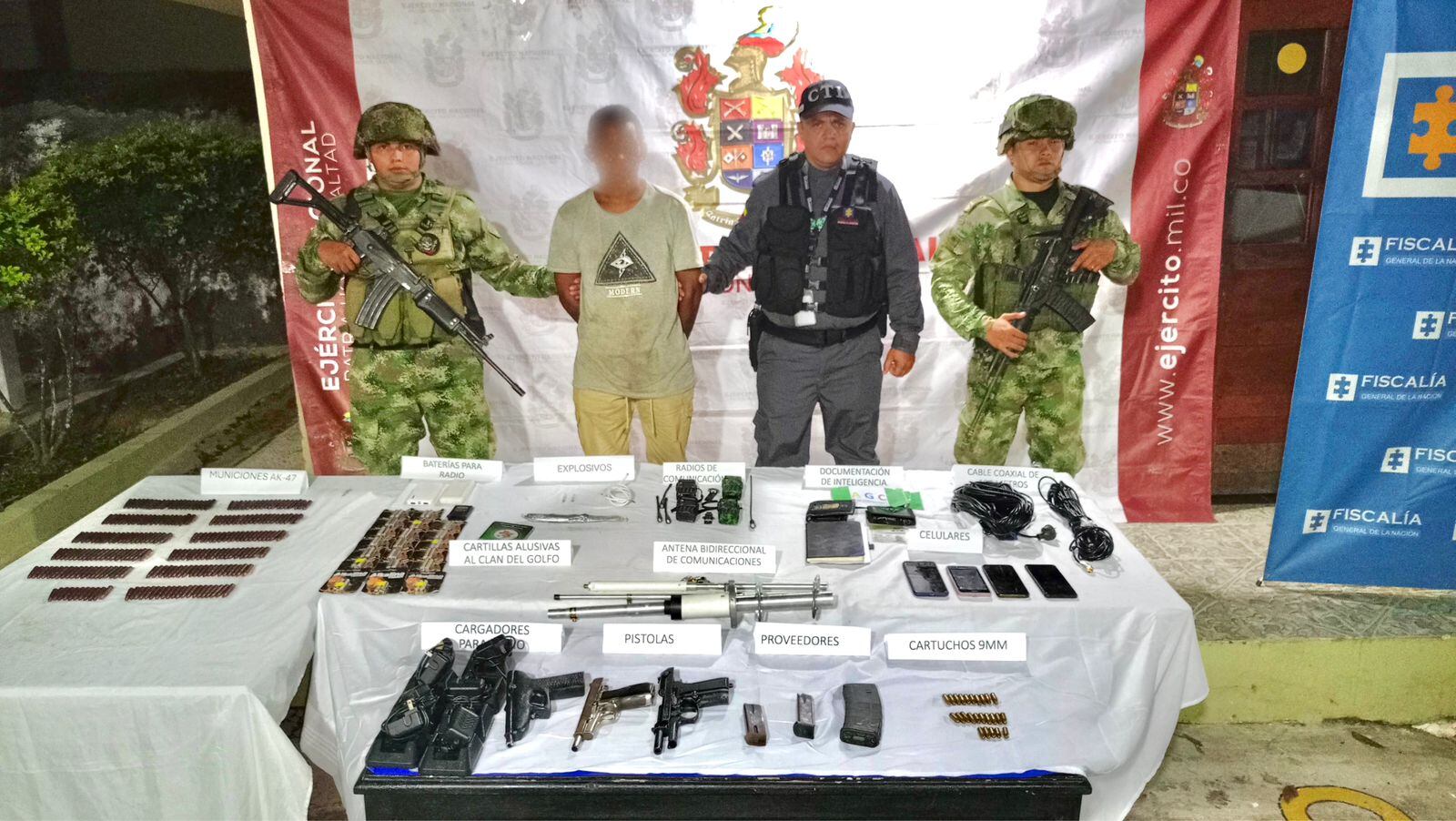 Incautan material de guerra del Clan del Golfo en Antioquía durante opración militar. Foto: Suministrada.