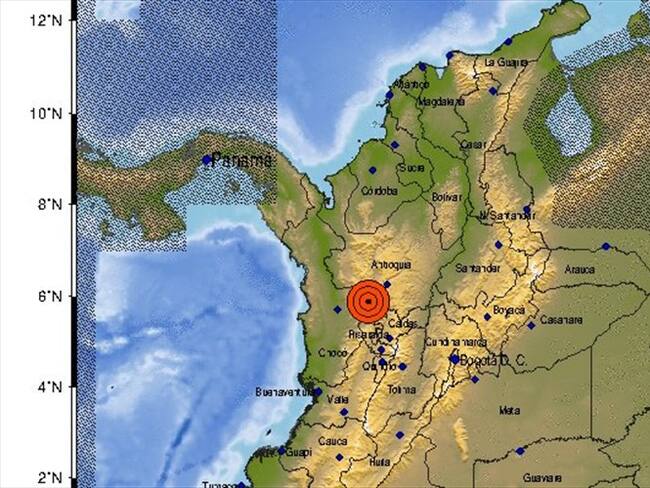 El epicentro fue en Ciudad Bolívar, Antioquia. Profundidad menor a 70 km. Autoridades evalúan si hubo daños.. Foto: @sgcol
