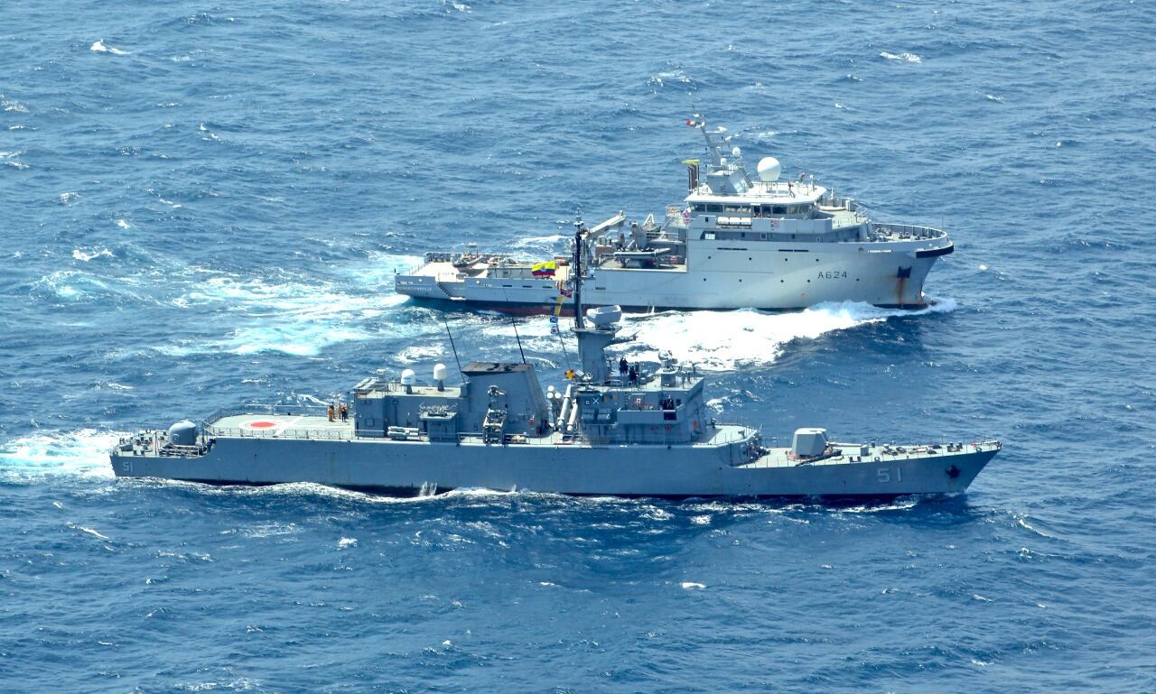 Ahora Colombia hace ejercicios militares con buques de guerra de Francia en el Caribe. Foto: Cortesía Armada Nacional