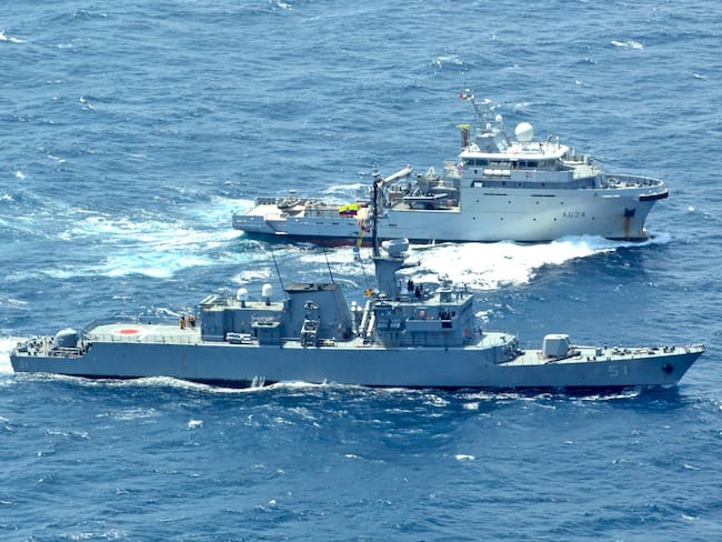 Ahora Colombia hace ejercicios militares con buques de guerra de Francia en el Caribe. Foto: Cortesía Armada Nacional