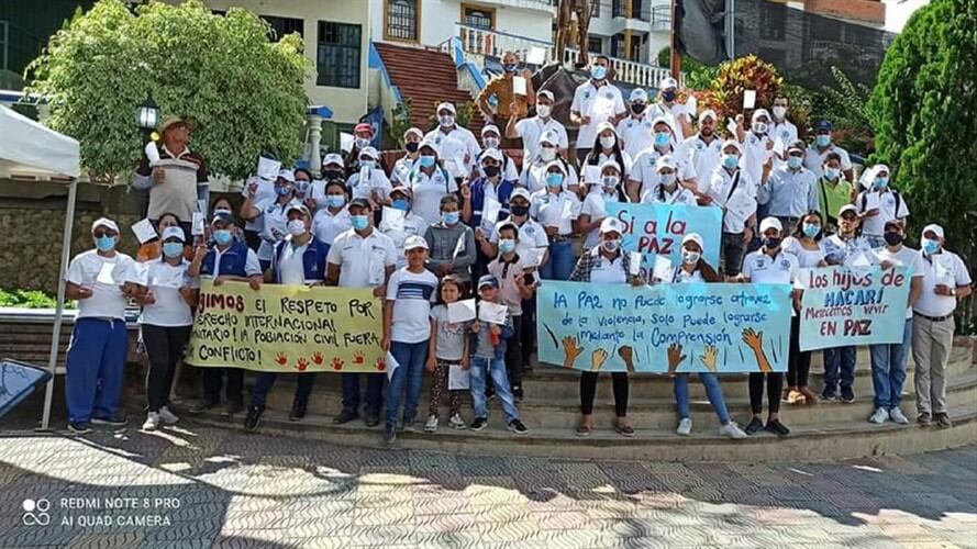 Habitantes de Hacarí marcharon contra los ataques de los grupos armados . Foto: Cortesía