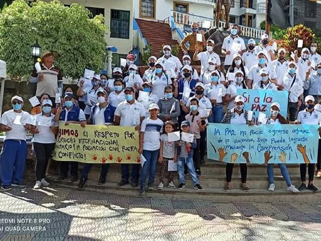 Habitantes de Hacarí marcharon contra los ataques de los grupos armados . Foto: Cortesía