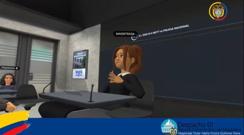 Primera audiencia virtual en Colombia en el metaverso. Foto: captura de pantalla YouTube audiencia