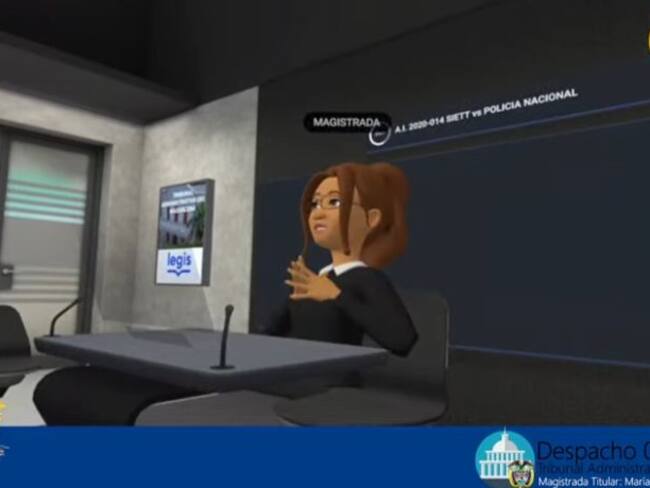 Primera audiencia virtual en Colombia en el metaverso. Foto: captura de pantalla YouTube audiencia