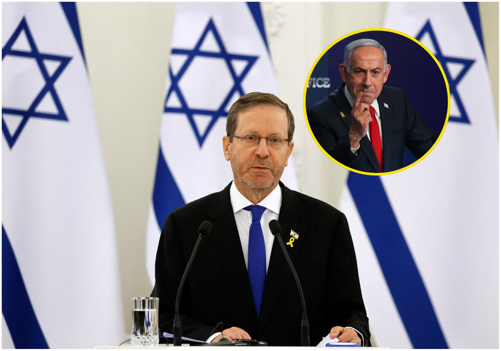 El presidente de Israel, Isaac Herzog, consideraría indultar a Benjamin Netanyahu de su juicio por corrupción. Foto: AFP/ Getty Images.