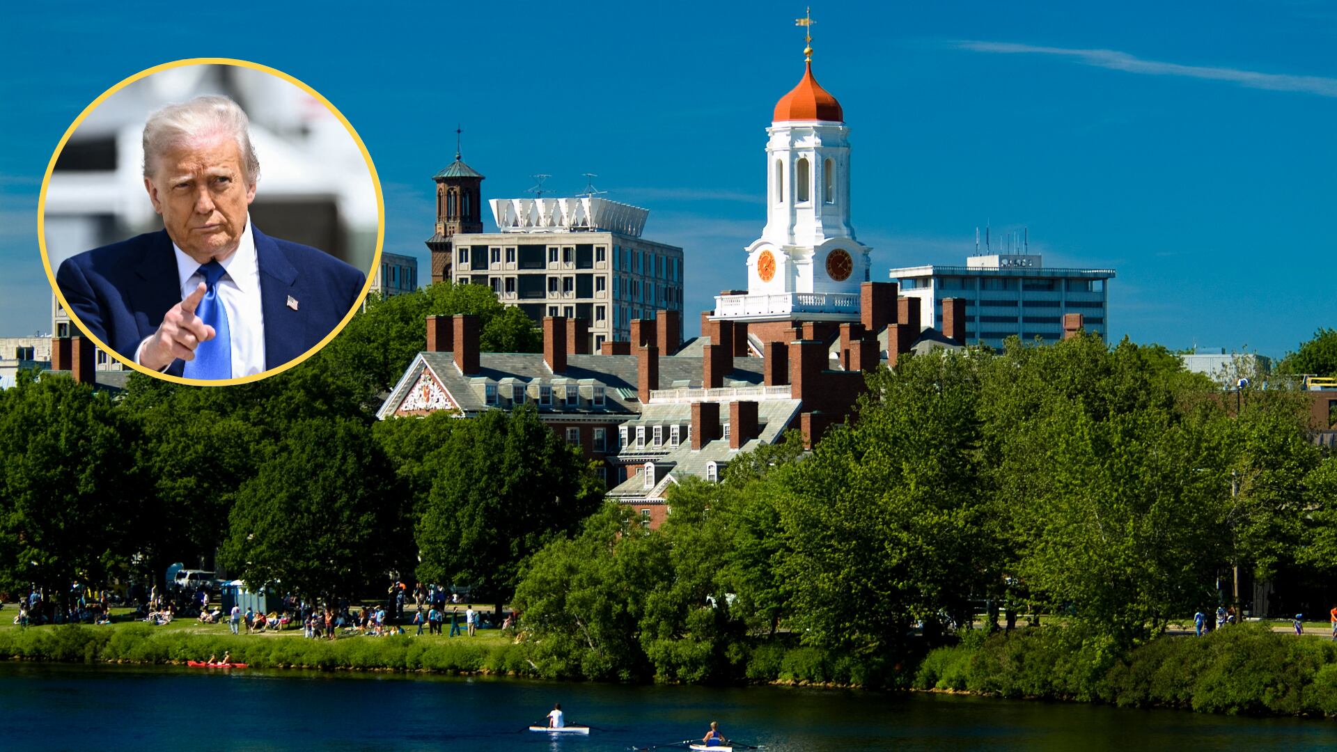 Donald Trump. Foto: BRENDAN SMIALOWSKI/AFP via Getty Images - Harvard. Foto: Getty Images.