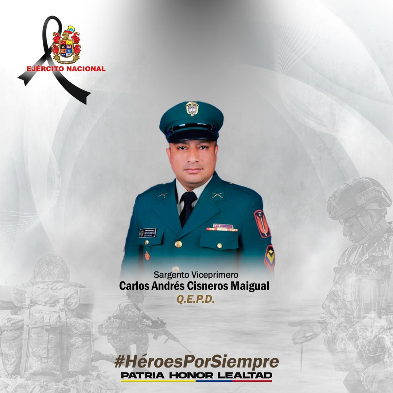 Sargento viceprimero Carlos Andrés Cisneros Maigual. Foto: cortesía Ejército Nacional