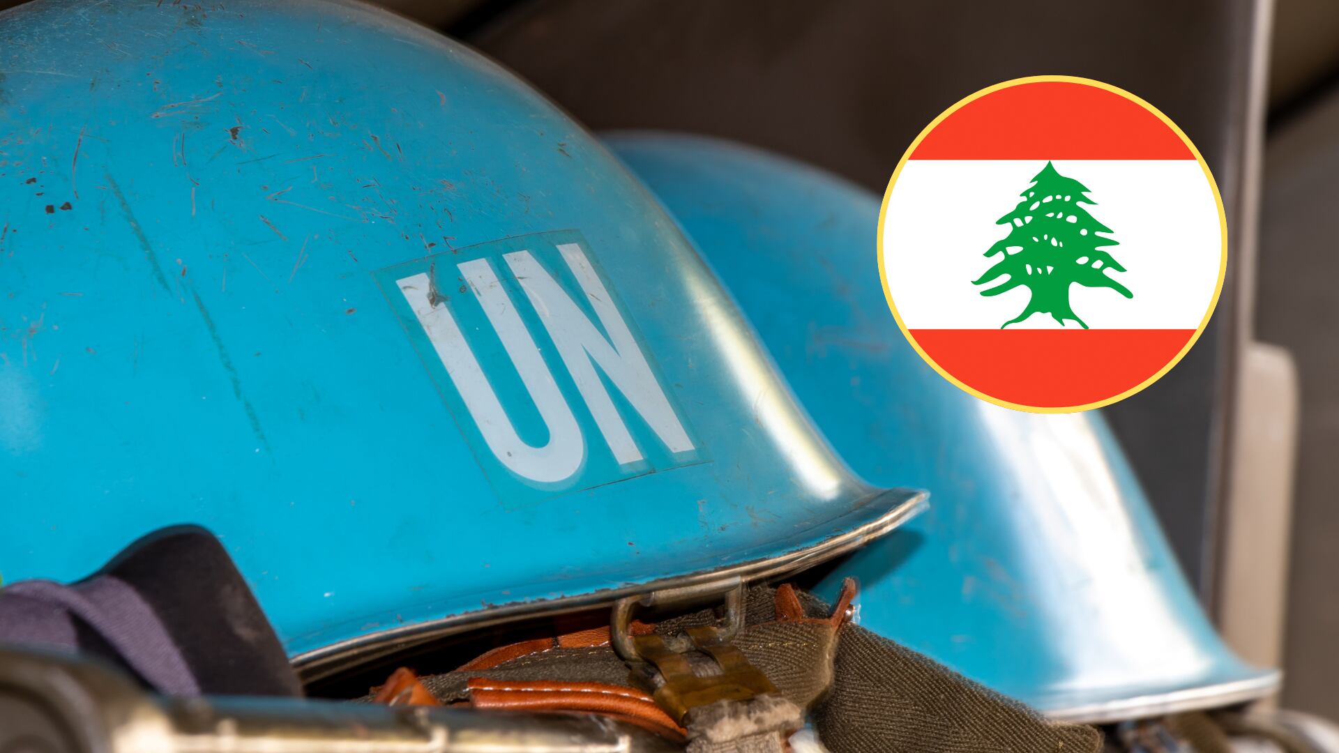 Cascos azules y bandera de Líbano. Foto: Getty Images