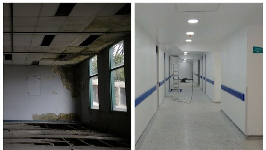 Lado izquierdo: Torre Central de complejo San Juan de Dios- Lado derecho: Instalaciones en el sótano de otra de las torres del complejo. Foto: Cortesía