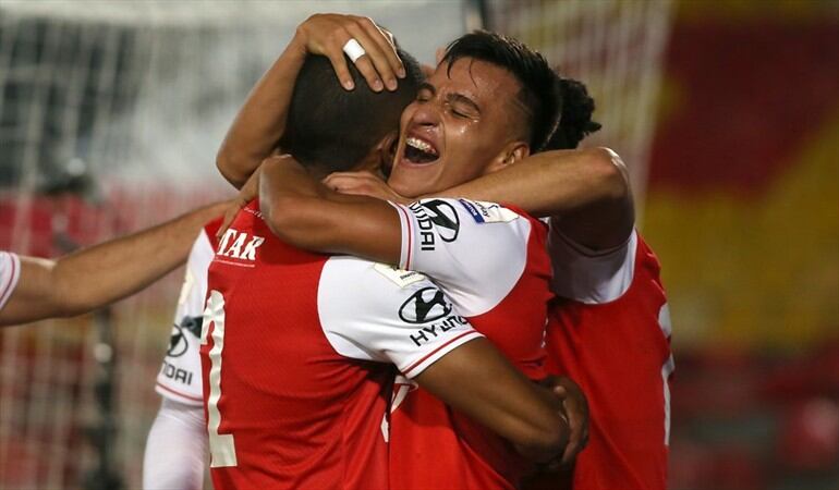 Santa Fe se metió a la semifinal de la Liga BetPlay después de derrotar de local al Deportivo Pasto 2-0 en la vuelta de los cuartos de final. Foto: Colprensa