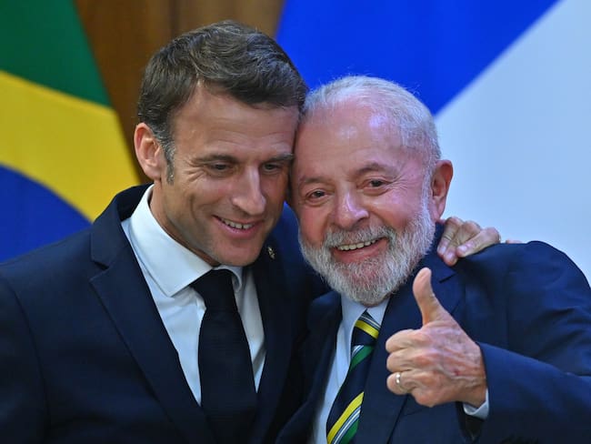 Lula Da Silva y Emmanuel Macron durante encuentro en Brasilia en marzo del 2024. EFE/Andre Borges