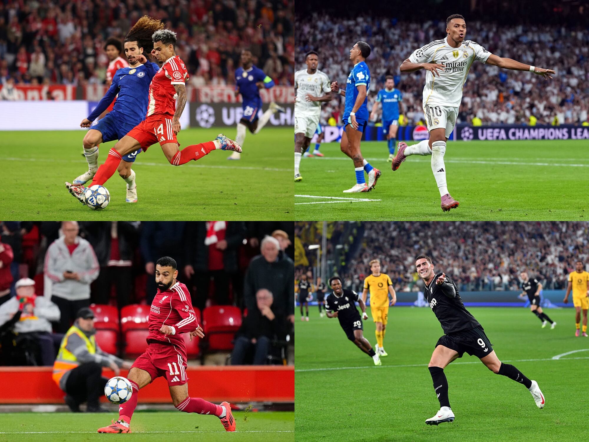 Algunos partidos de la jornada 1 de la UEFA Champions League. Fotos: Getty Images.