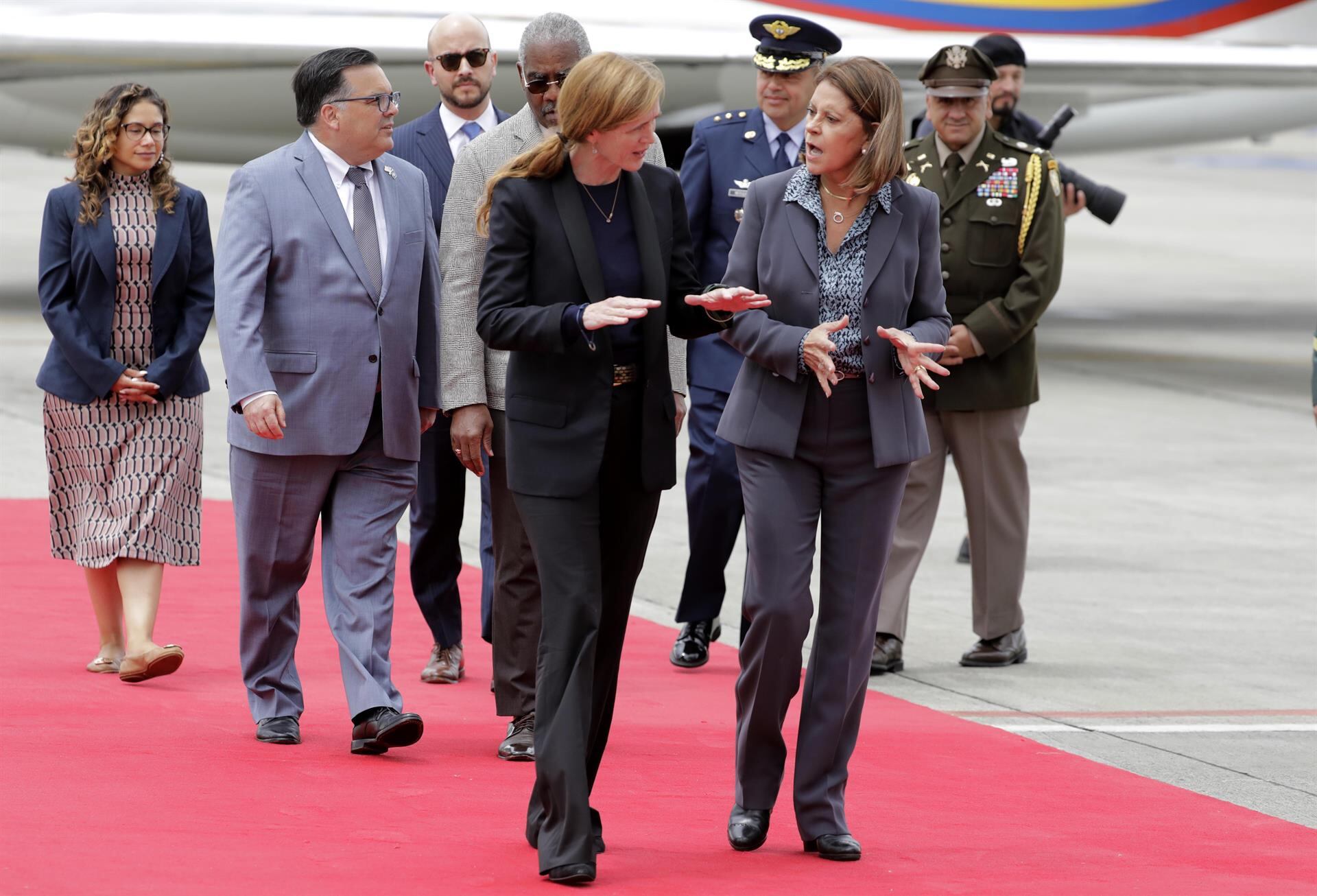 Administradora de la Agencia de los Estados Unidos para el Desarrollo Internacional, Samantha Powery la ministra de Exteriores de Colombia, Marta Lucía Ramírez. Foto: EFE