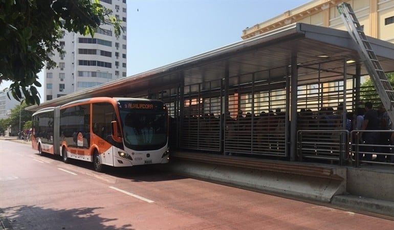 Transcaribe sigue operando de forma gratuita ante la falta de un operador que cobre la tarifa. Foto: Archivo