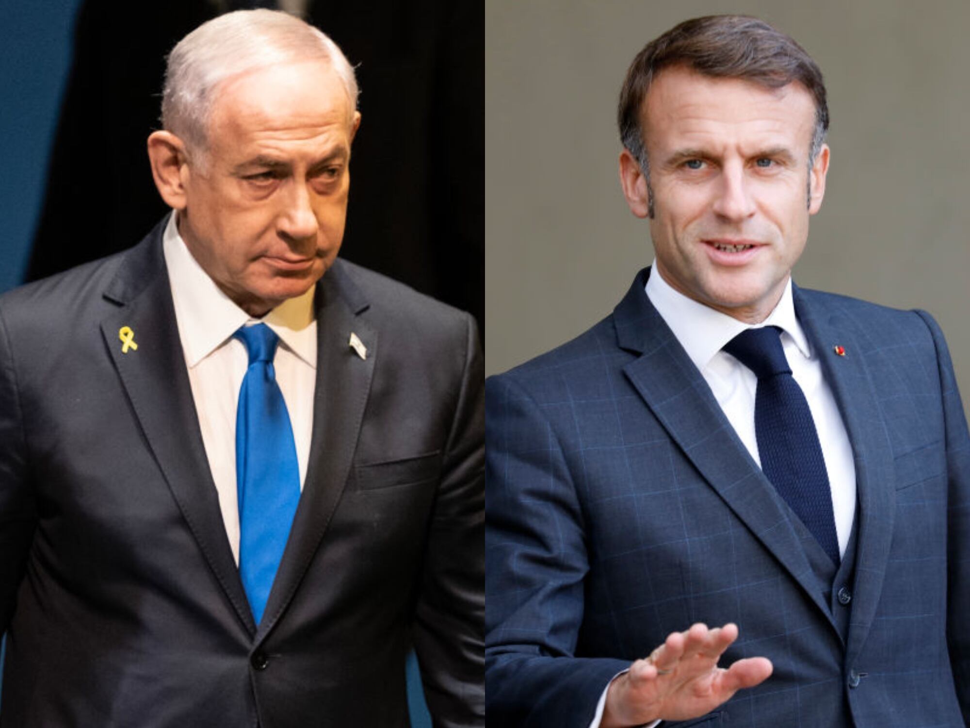 Benjamín Netanyahu y Emmanuel Macron. I Foto: Getty Images.