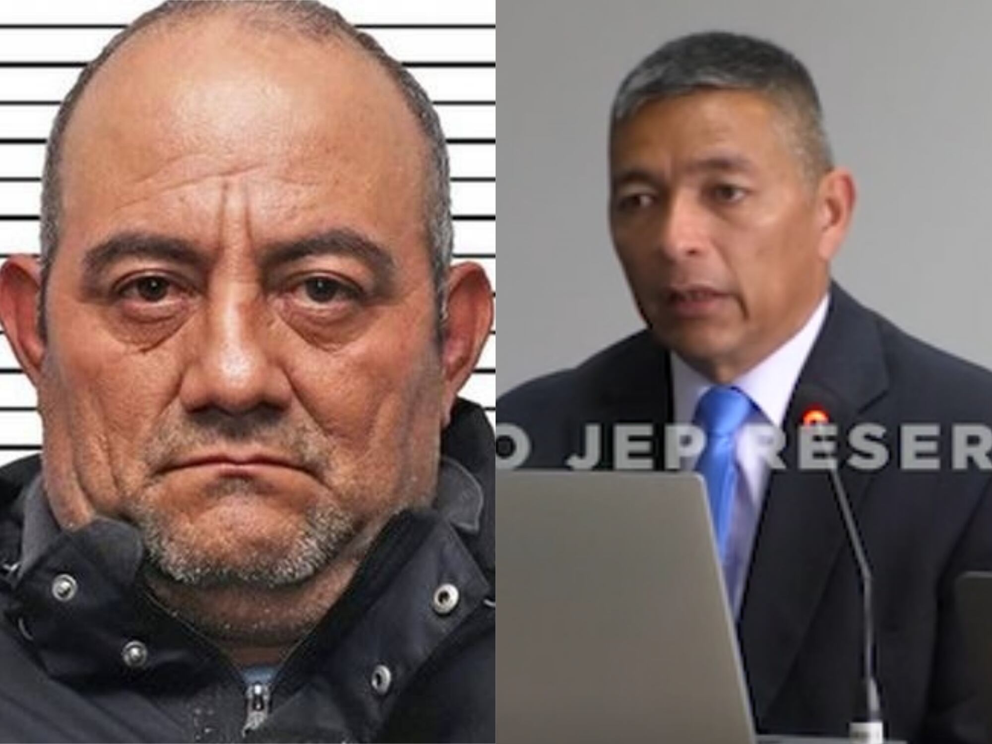 Alias 'Otoniel' y coronel Alejandro Cabuya. Foto: Colprensa / Rafael Aristizábal