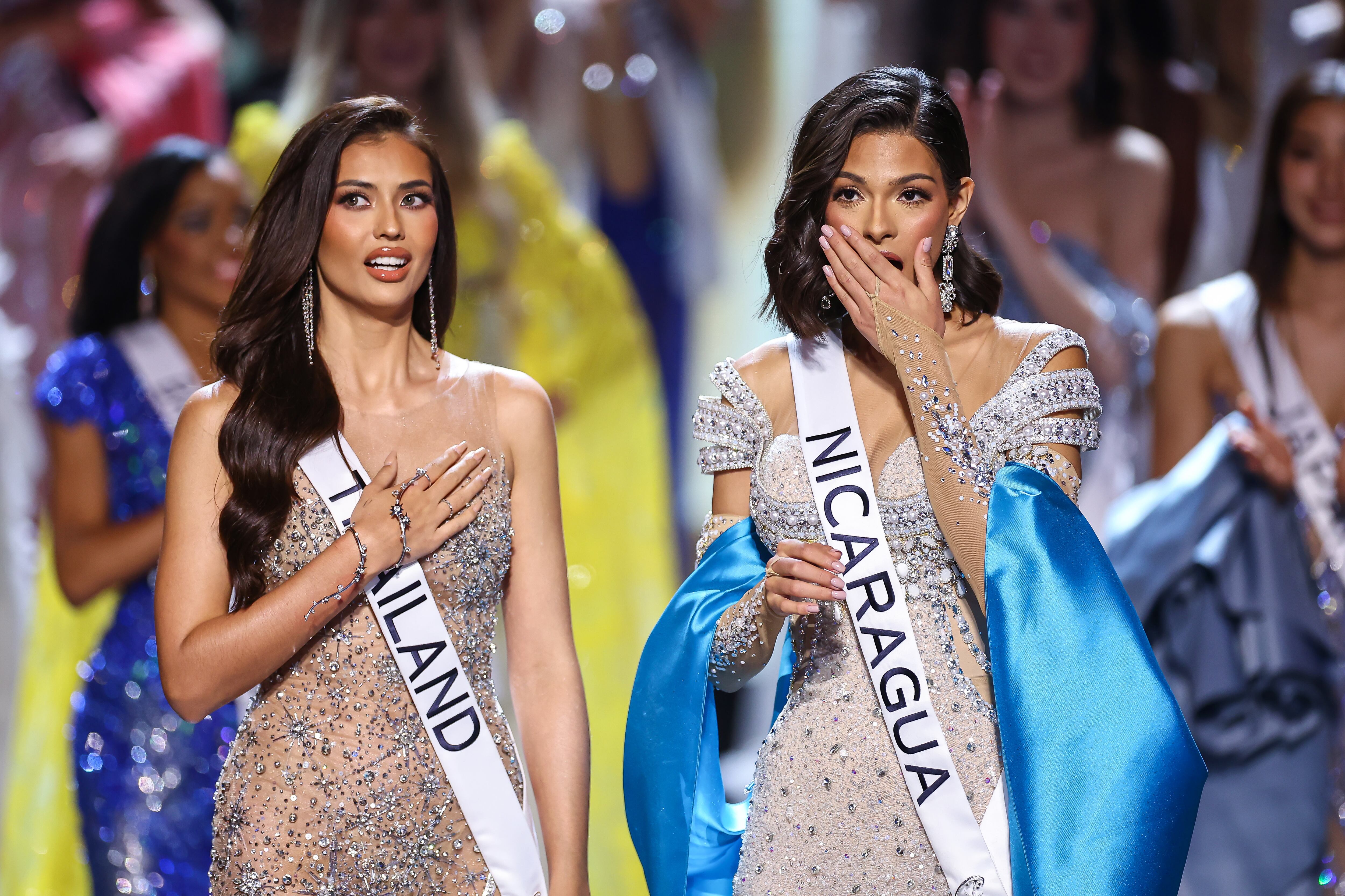 Miss Tailandia y Miss Nicaragua en Miss Universo 2023. Foto: Hector Vivas/Getty Images)