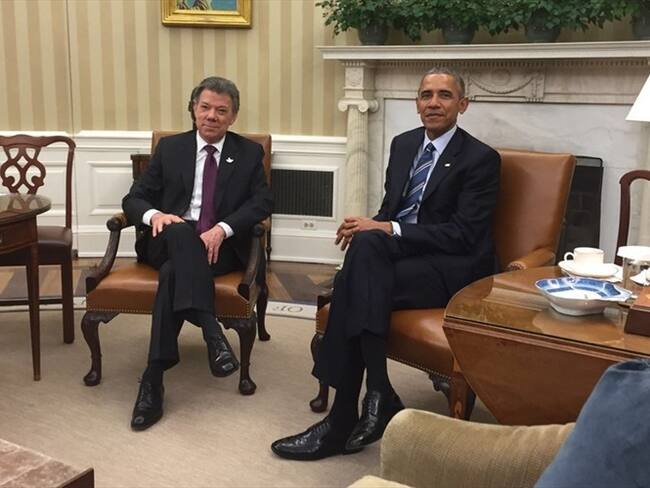 El presidente Juan Manuel Santos se reúne con su homólogo Barack Obama en Washington. Foto: Marcela Puentes | W Radio