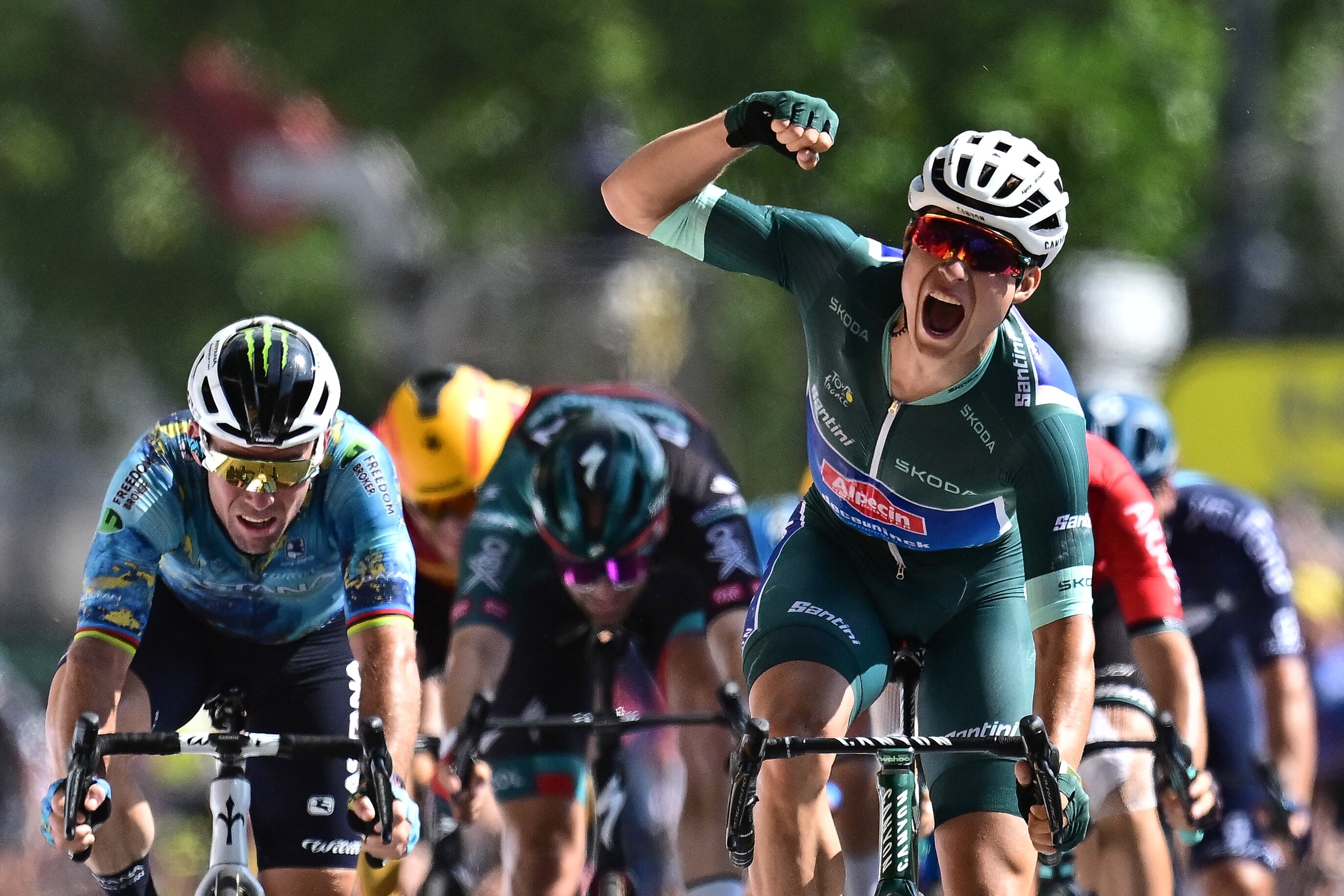 El ciclista belga Jasper Philipsen, ganador de la séptima etapa del Tour de Francia 2023. Foto: Marco BERTORELLO / AFP