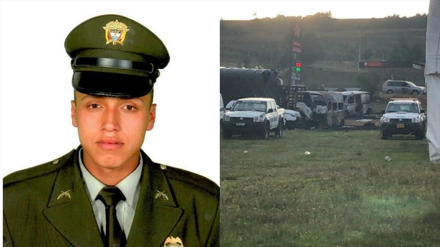 Un atentado terrorista dejó un patrullero muerto y tres vehículos incinerados. Foto: Policía Nacional