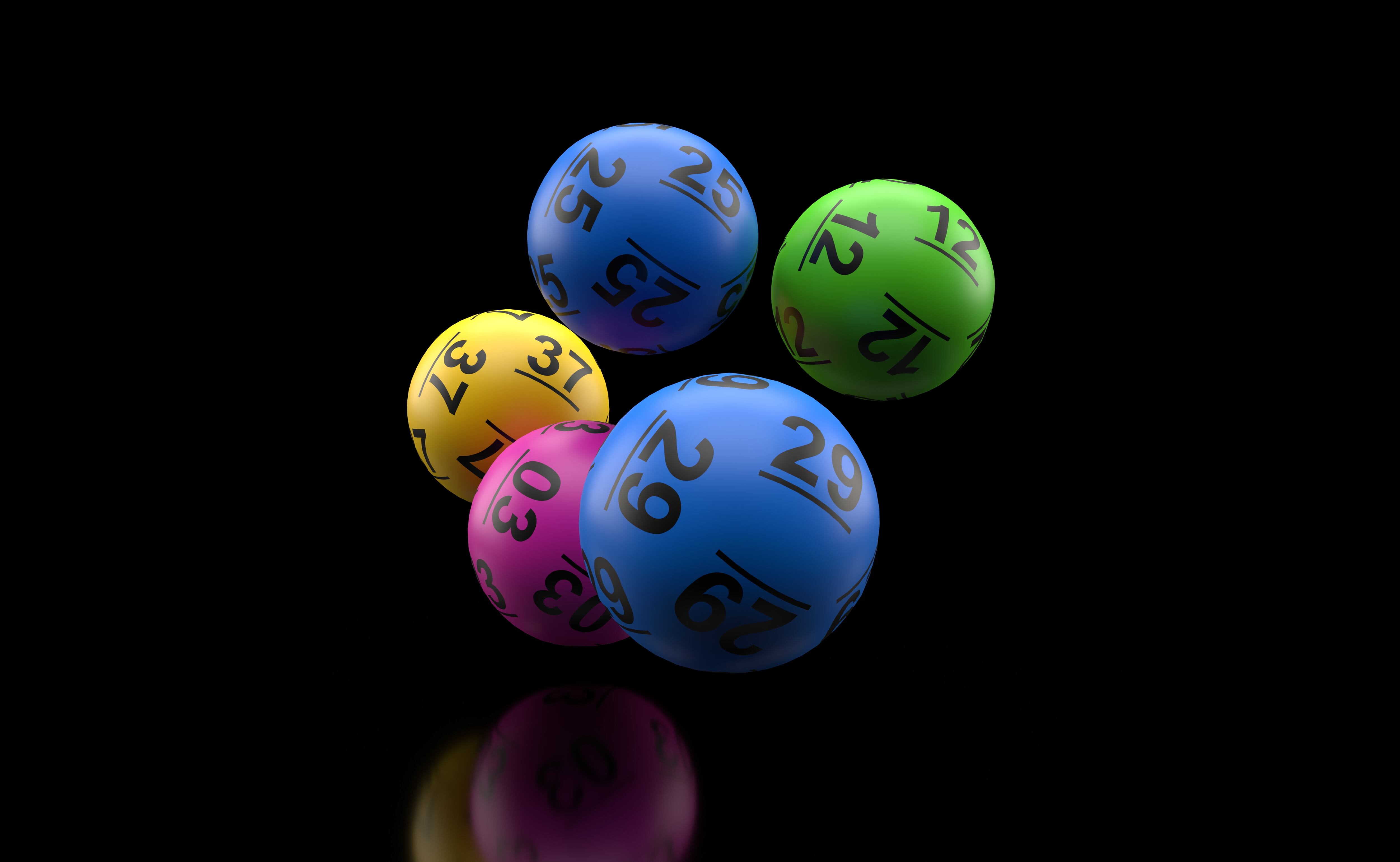 Lottery balls isolated on black background. 3d illustration