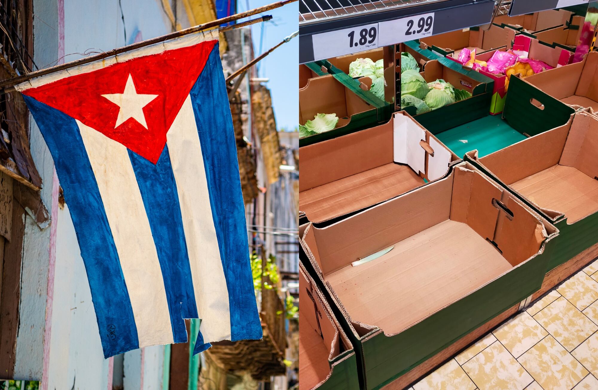 Bandera de Cuba y desabastecimiento, imágenes de referencia | Fotos: GettyImages