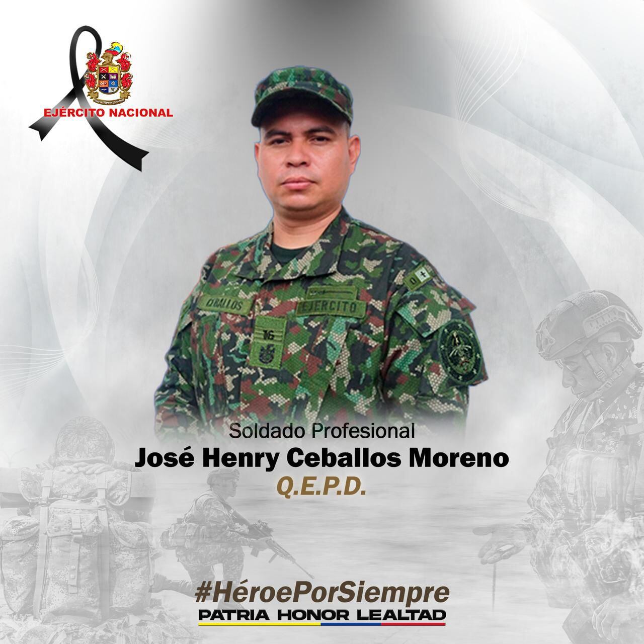 Soldado profesional José Henry Ceballos Moreno. Foto: Ejército