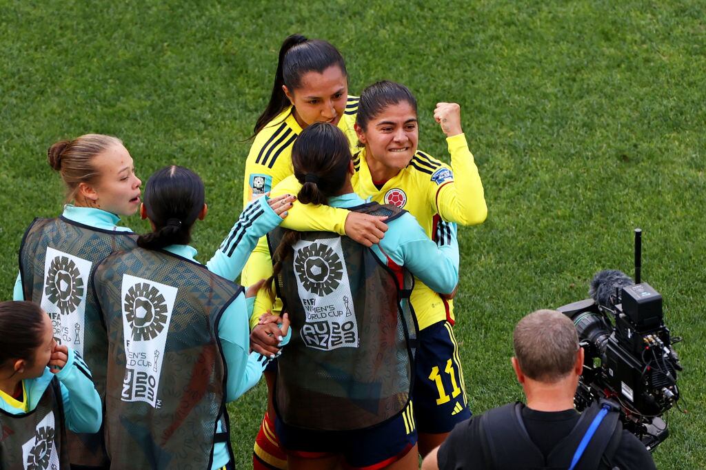 Catalina Usme celebra su gol frente a Corea del Sur en el Mundial femenino de Australia y Nueva Zelanda. 24 de julio de 2023. Foto: James Chance/Getty Images.