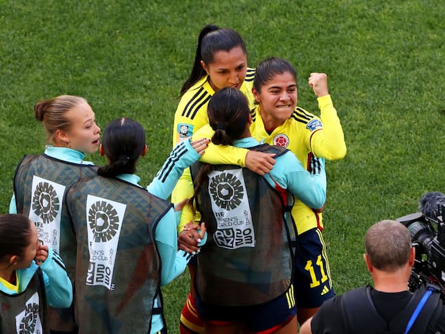 Catalina Usme celebra su gol frente a Corea del Sur en el Mundial femenino de Australia y Nueva Zelanda. 24 de julio de 2023. Foto: James Chance/Getty Images.