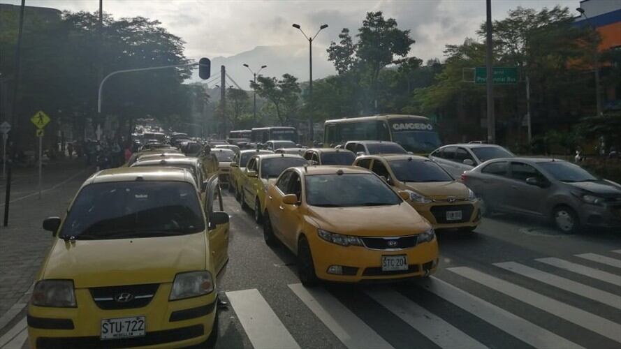 Protesta de taxistas en Medellín. Foto: Cortesía