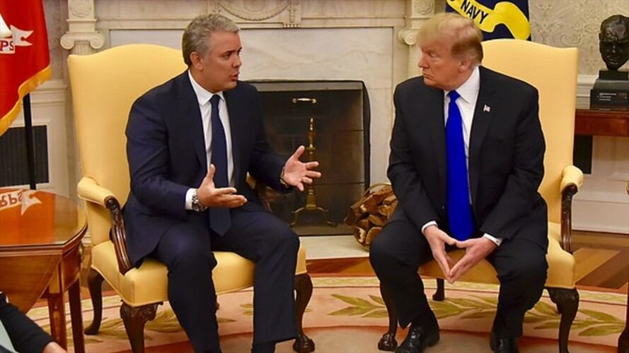 Presidente Duque durante el encuentro con su homólogo estadounidense, Donald Trump. Foto: Colprensa