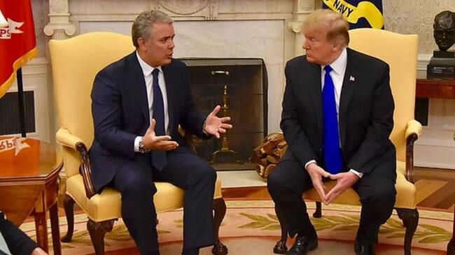 Presidente Duque durante el encuentro con su homólogo estadounidense, Donald Trump. Foto: Colprensa