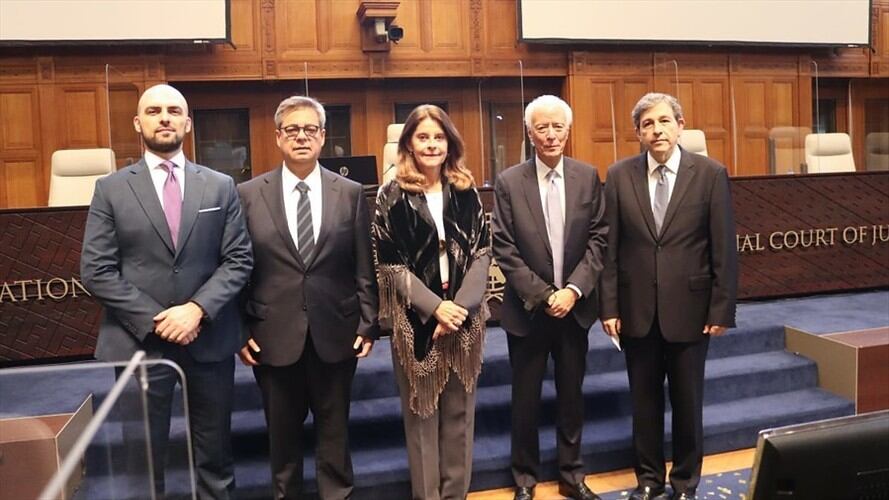 La vicepresidente y canciller Marta Lucía Ramírez acompaña al equipo de defensa de Colombia durante su última intervención. Foto: Colprensa / EXTERNOS