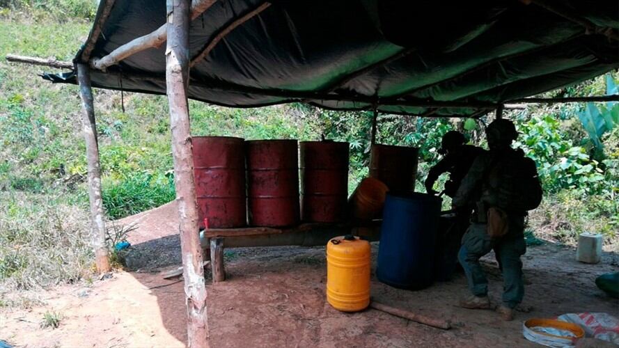 Destruyen cuatro laboratorios para el procesamiento de coca en Córdoba. Foto: Cortesía Policía