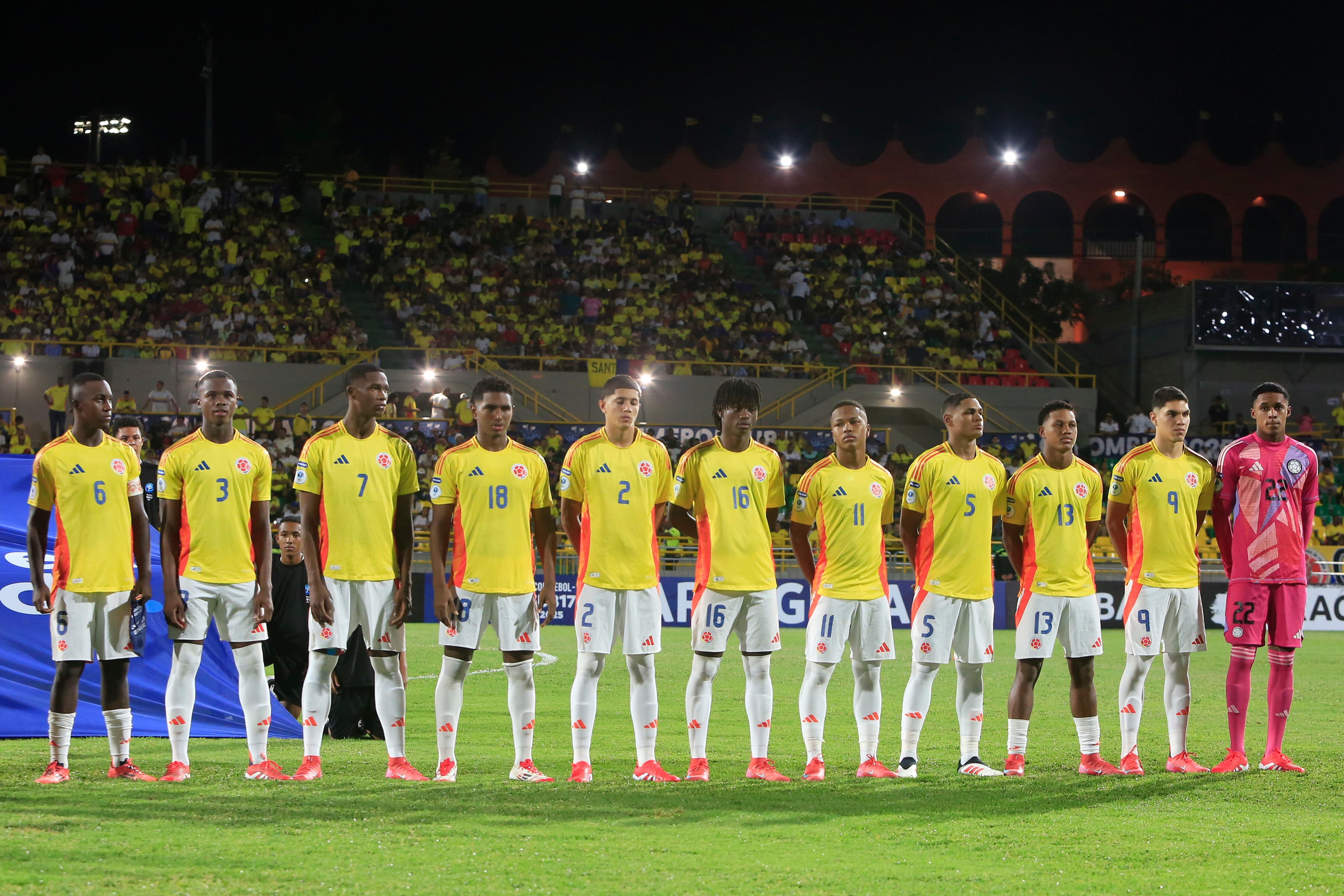 Los jugadores de Colombia Sub-17. / Foto: EFE/ Ricardo Maldonado Rozo. 