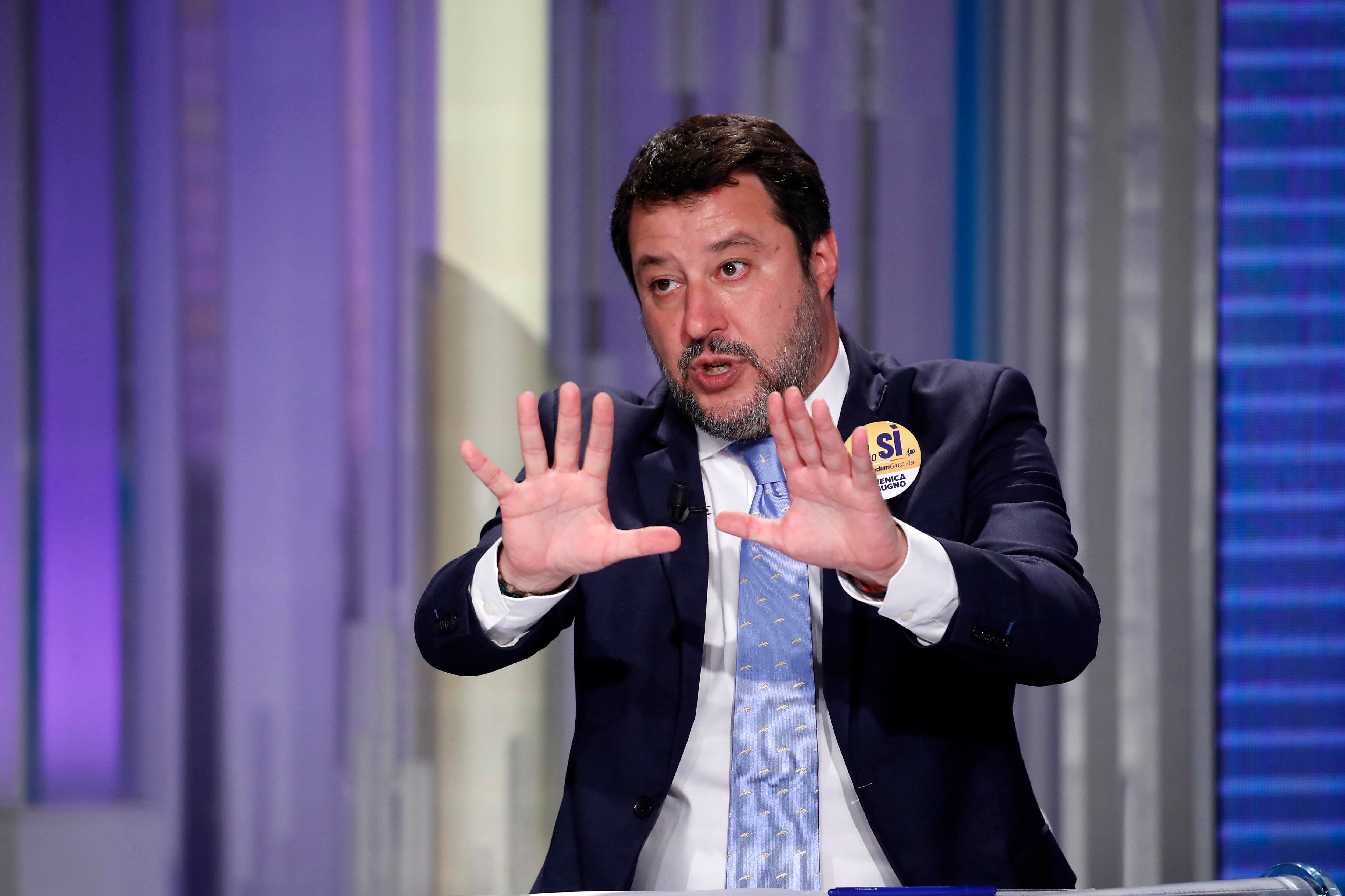 Italian secretary of Lega Nord Matteo Salvini guest at the tv broadcast Porta a Porta. Rome (Italy), May 24th, 2022 (Photo by Massimo Di Vita/Archivio Massimo Di Vita/Mondadori Portfolio via Getty Images)