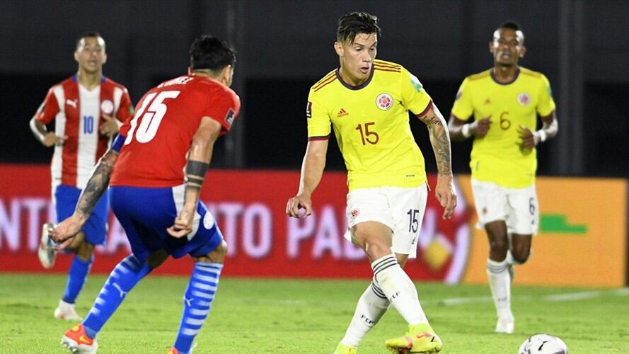 Matheus Uribe, jugador de la Selección Colombia ante Paraguay en Asunción. Foto: Colprensa-cortesía FCF
