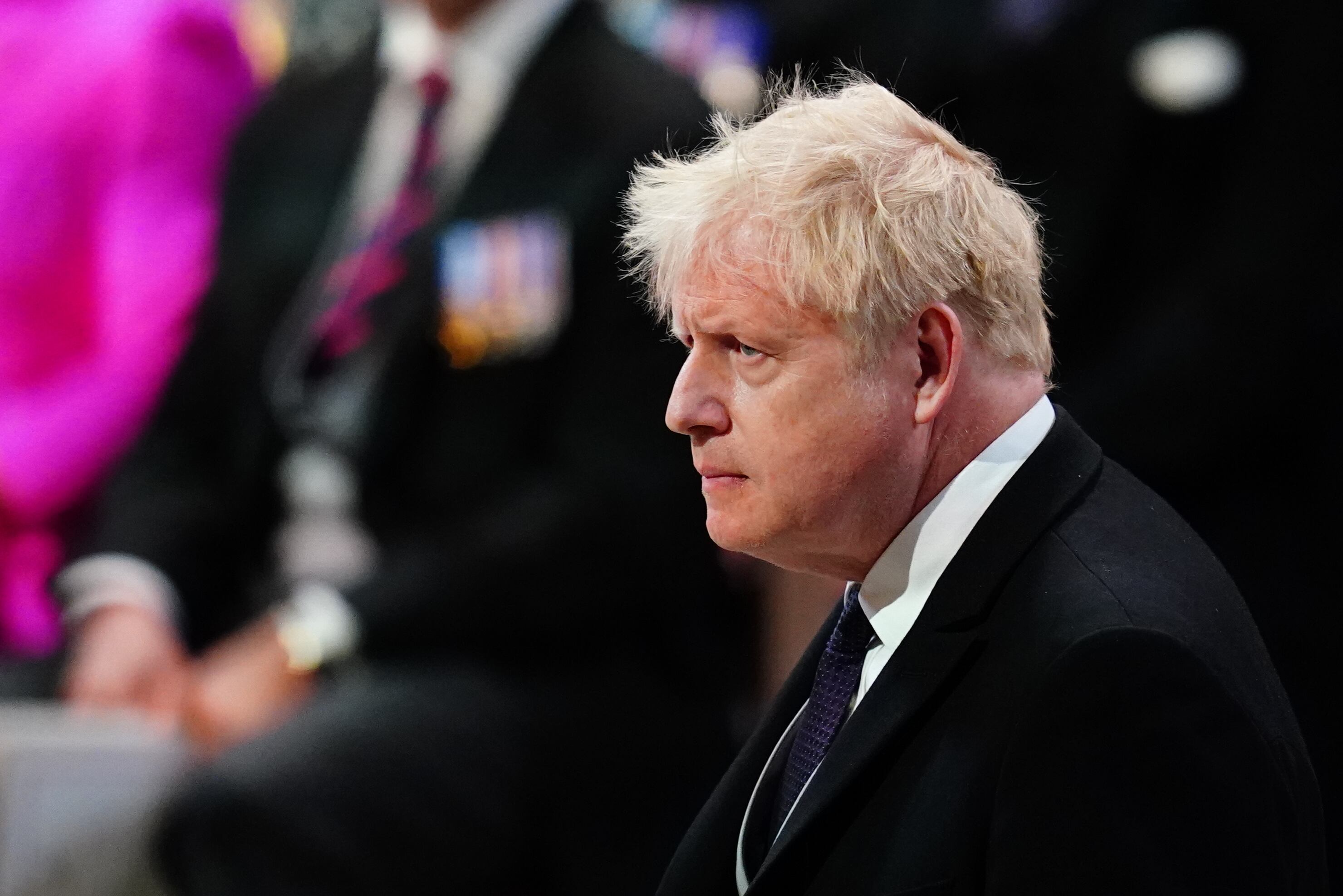 LONDON, ENGLAND - JUNE 03: British Prime Minister Boris Johnson attends the National Service of Thanksgiving to Celebrate the Platinum Jubilee of Her Majesty The Queen at St Paul's Cathedral on June 3, 2022 in London, England. The Platinum Jubilee of Elizabeth II is being celebrated from June 2 to June 5, 2022, in the UK and Commonwealth to mark the 70th anniversary of the accession of Queen Elizabeth II on 6 February 1952. (Photo by Aaron Chown - WPA Pool/Getty Images)