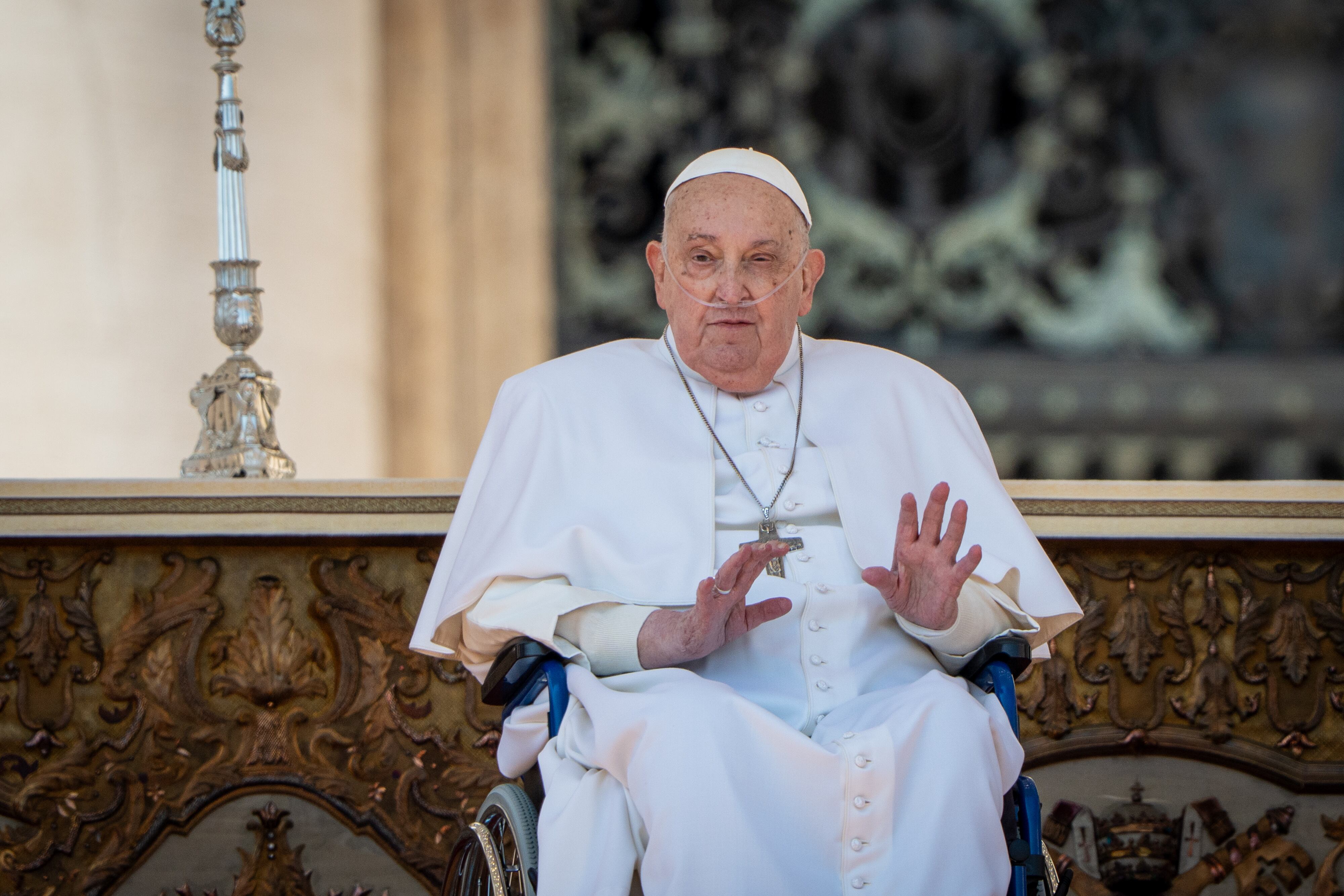 Papa Francisco en la plaza San Pedro. FOTO: Stefano Costantino/SOPA Images/LightRocket via Getty Images