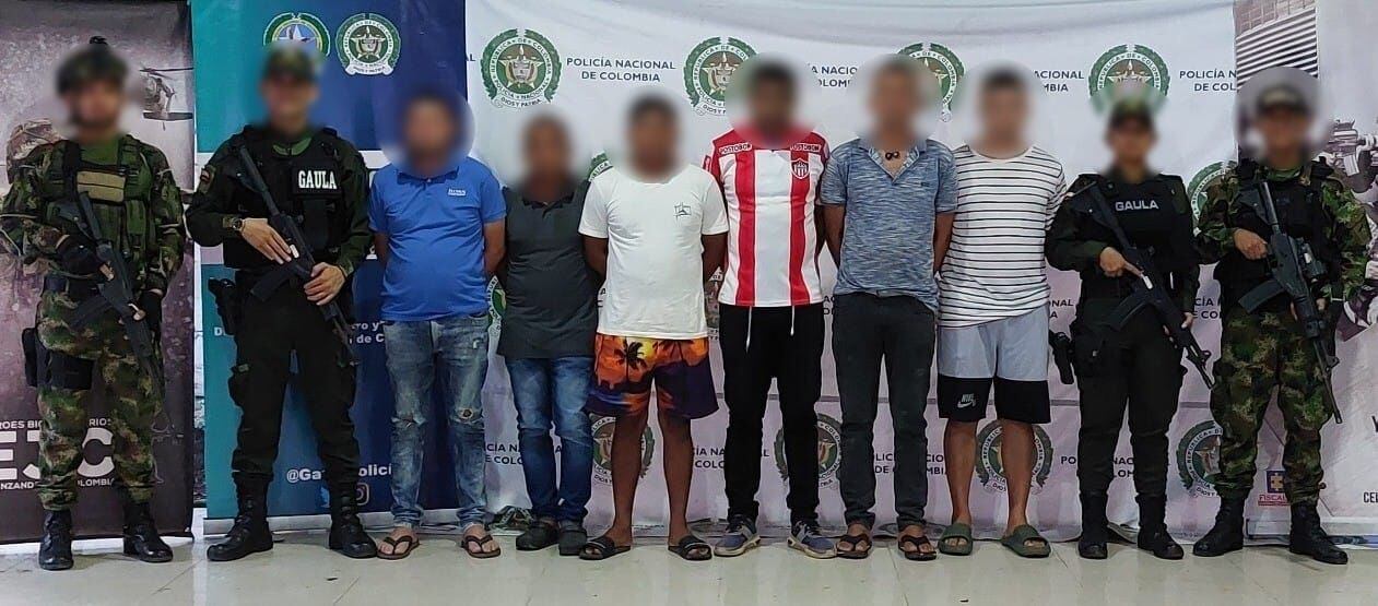 Capturan a seis presuntos extorsionistas del Clan del Golfo en Córdoba. Foto: Policía Nacional.